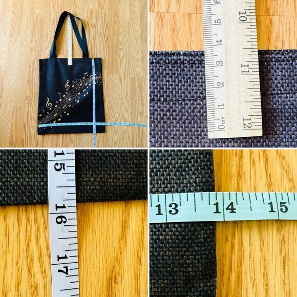 Black Music Notes Tote Bag Reusable Carryall 16 x 14 Inches Durable Polyester - Picture 4 of 9